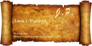 Janki Patrik névjegykártya